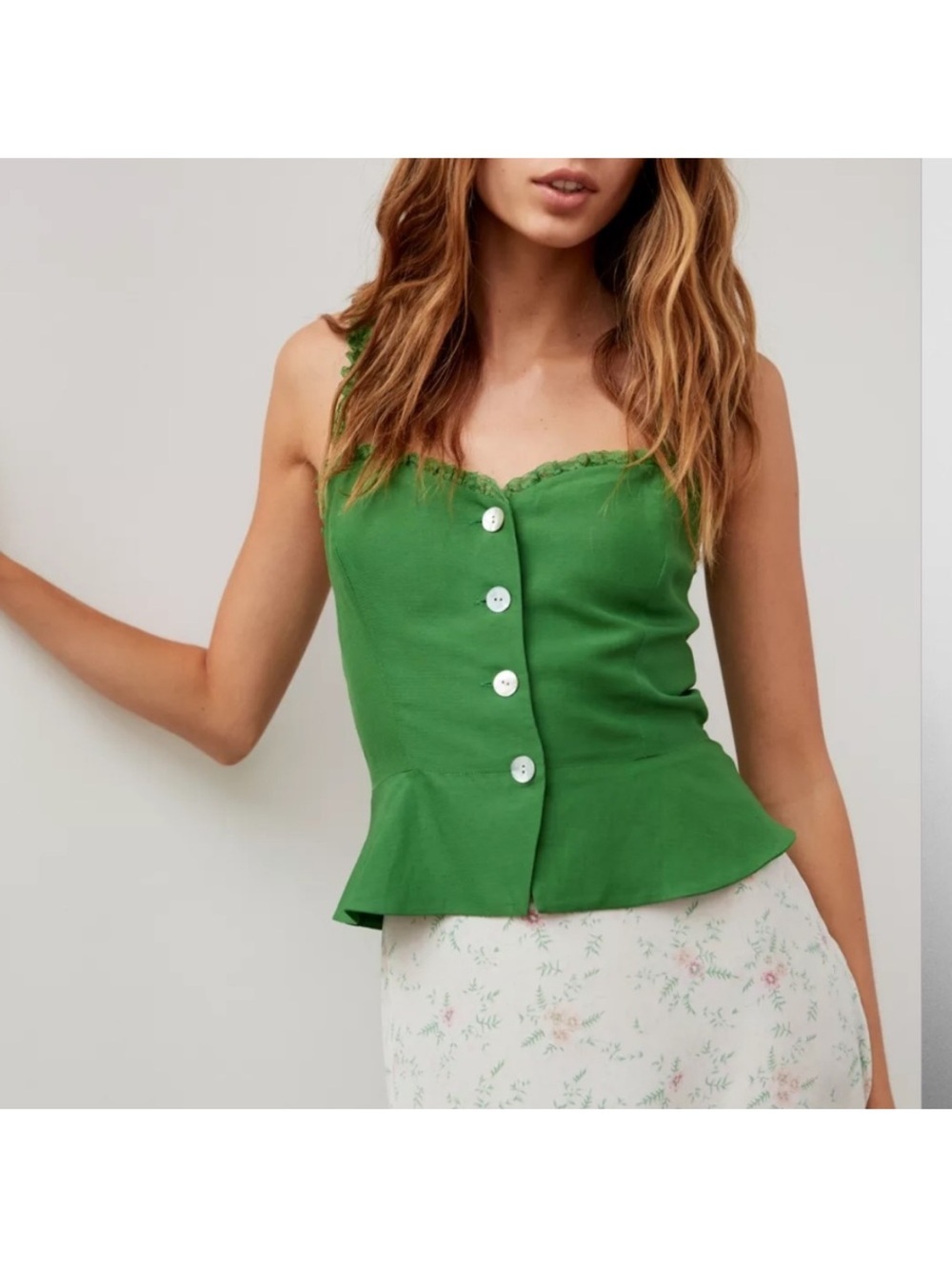 NEW Wilfred Le Fou Solene Button Down Blouse Top Tank Camisole Linen Blend